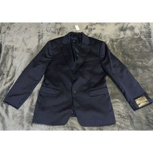 Size 38S Banana Republic Factory logo MODERN CLASSIC SATIN SUIT JACKET Navy